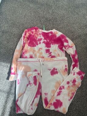 Honeydew Tie-Dye Pink & Peach Pajama Set